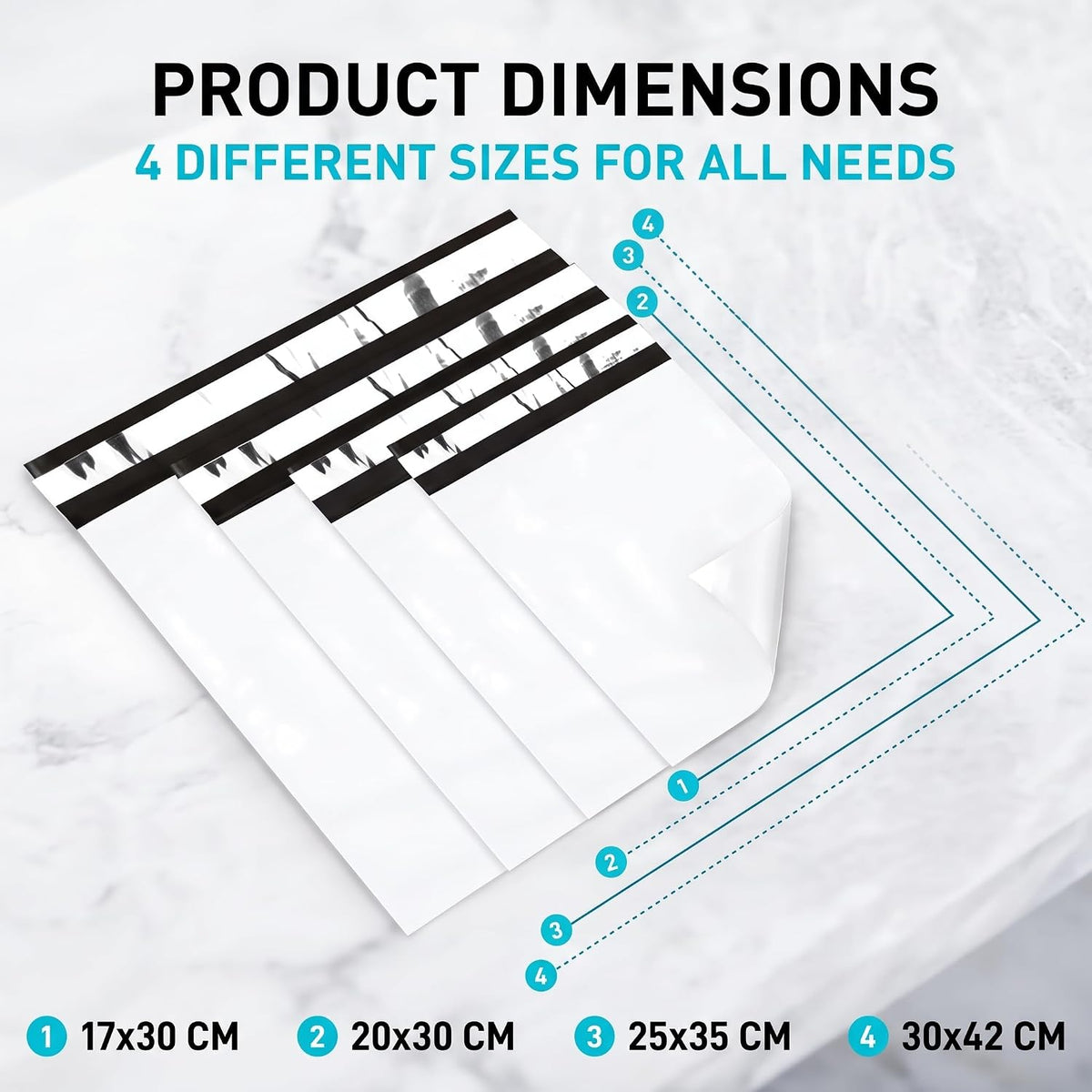 Poly Mailers 120 Pcs Mix Size Self Sealing Waterproof White