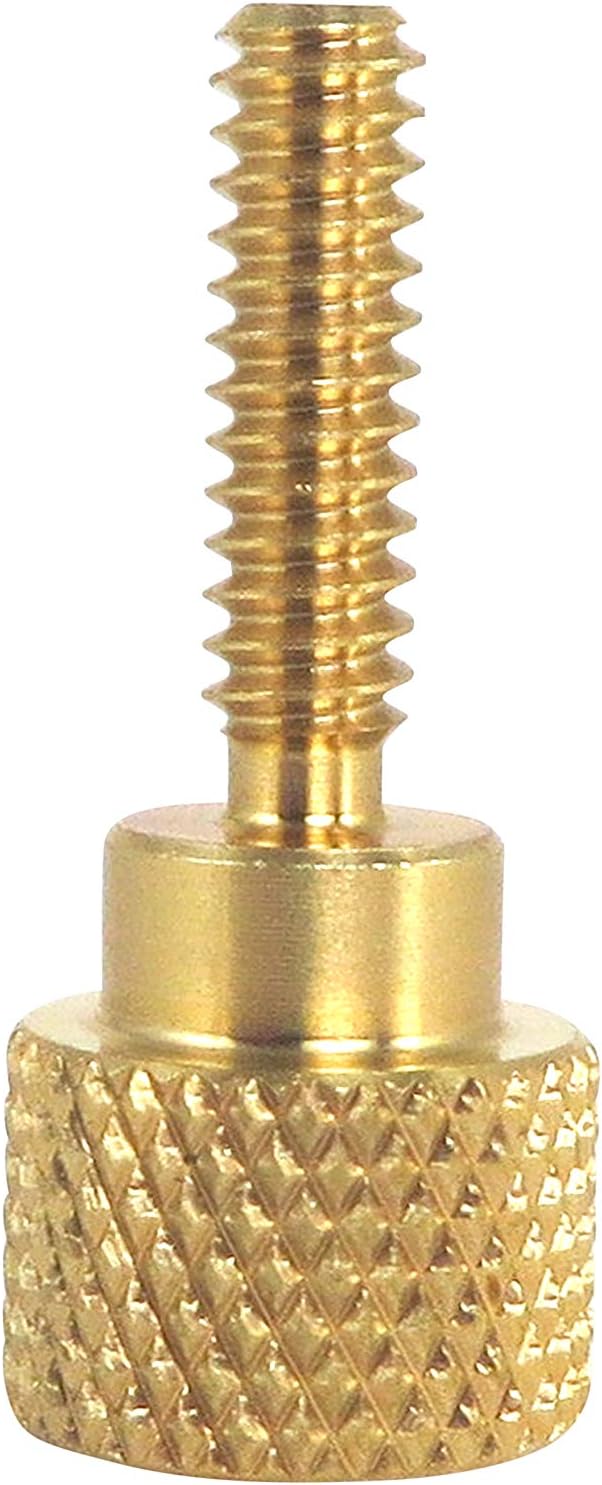 10 Pack 6-32 x 1/2 Inch Threads Solid Brass Diamond Knurled Thumb Screws Knobs with Straight Shoulders Right-Hand Threads SAE Flat Tip Uncoated (6-32 x 1/2 inch Long Threads)