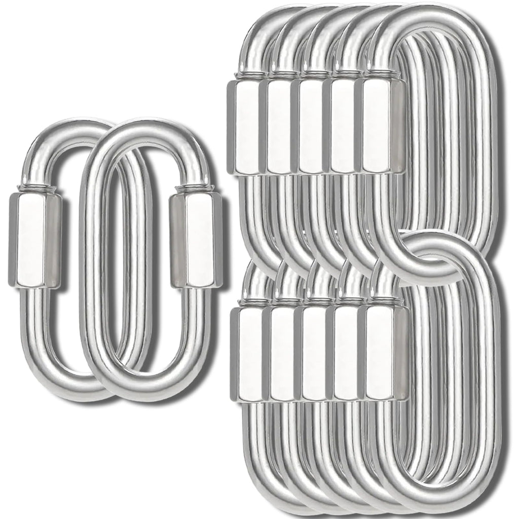 3.5IN Quick Link,Heavy Duty Locking Carabiner (12PCS,Silver)