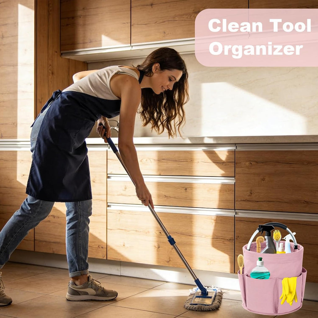 Cleaning Caddy with Handle, 17L Foldable Cleaning Supplies Organizer, Portable Storage Basket, Cleaning Supply Caddy