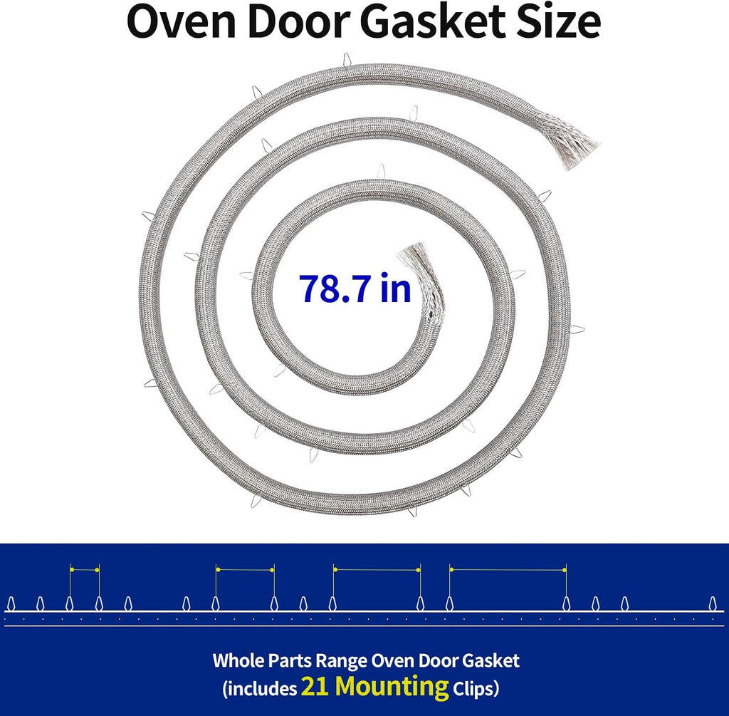 DG63-00093A Range Oven Door Seal Gasket(21 Mounting Clips) for Samsung Ovens, Replaceable 2087634 AP4338493 PS4241027 EAP4241027 etc Model, Compatible with NE59M4320SS/AA NE59J3420SW/AA etc, OEM