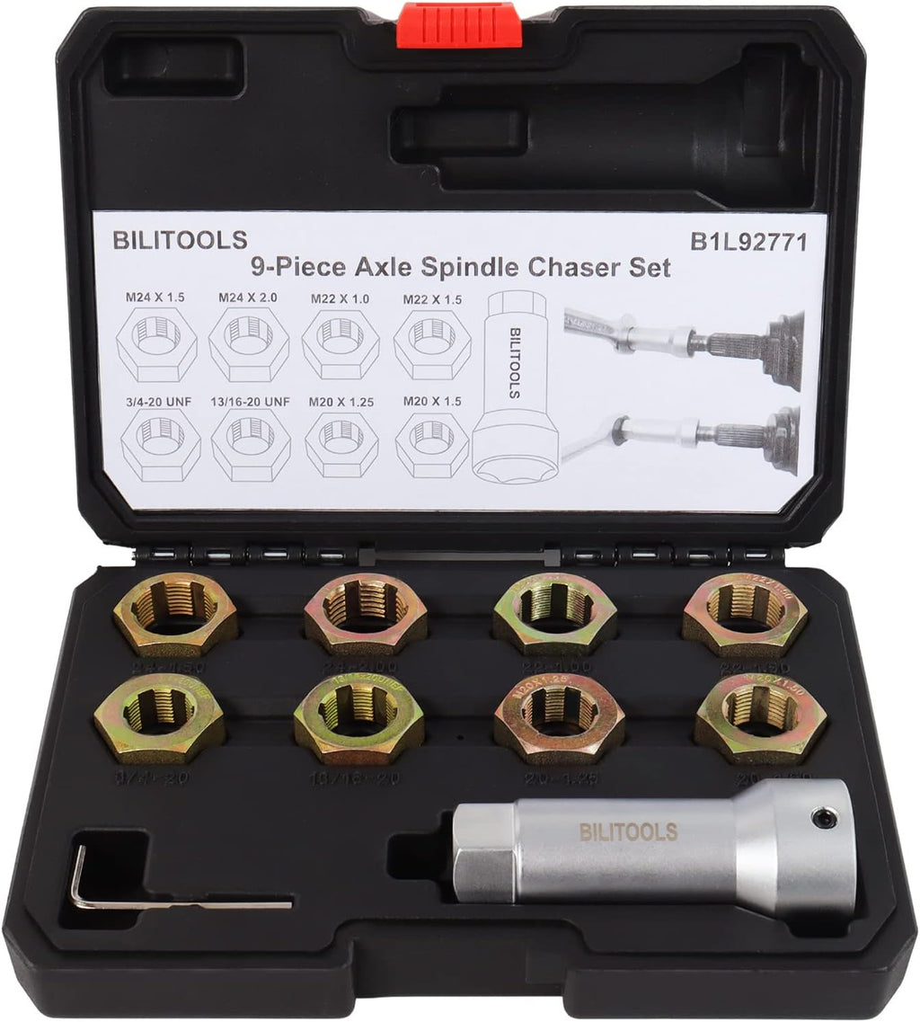 BILITOOLS 10-Piece Axle Spindle and Wheel Stud Thread Chaser Set