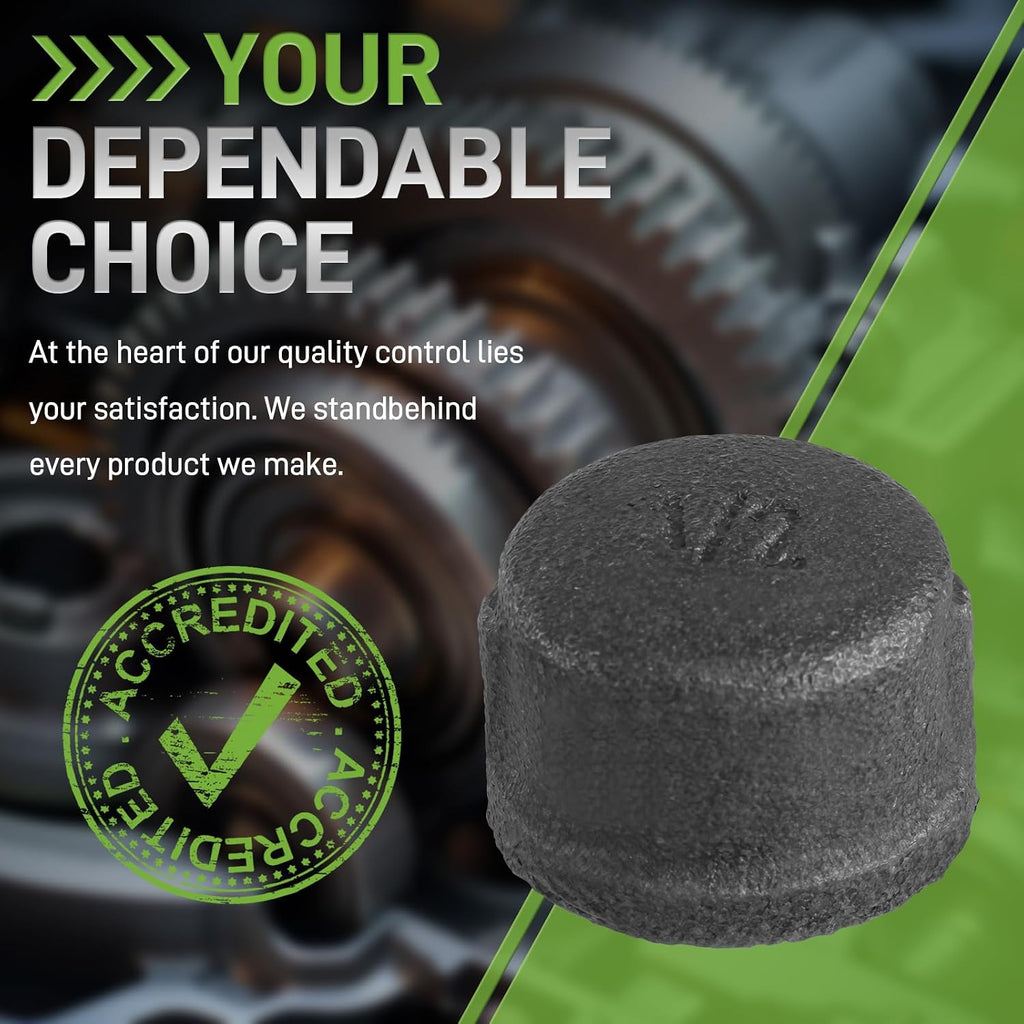 Malleable Iron Cast Pipe Fitting Caps 1/2" Inch Threaded Nipples