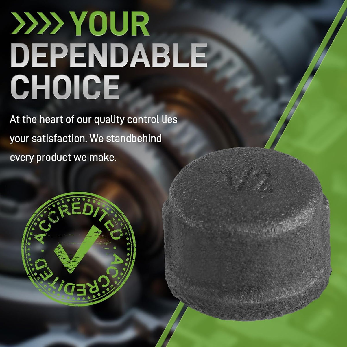 Malleable Iron Cast Pipe Fitting Caps 1/2" Inch Threaded Nipples