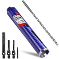 DaduoRi 1-3/4" Dry Core Drill Bit with Pilot Bit & 3 Adapters (SDS Plus/SDS Max/1/2 Hex),Upgraded-Welded Core Bits for Concrete, Masonry, Brick, Stone, Mortar - 9.5" Depth, 5/8"-11 Thread