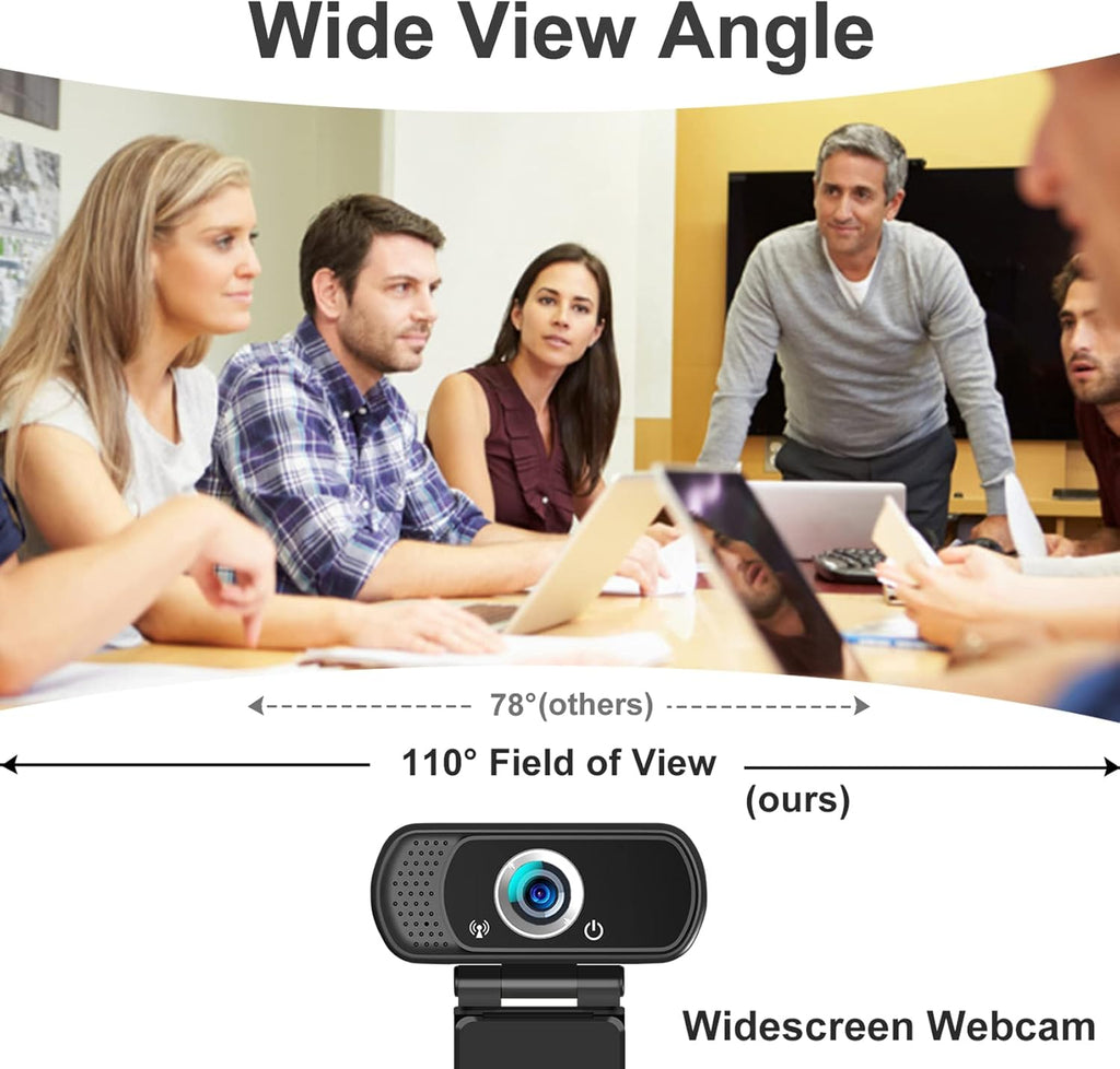 1080P Webcam with Microphone,Web Camera for Desktop Computer Laptop | Wide Angle Webcam With Tripod/Privacy