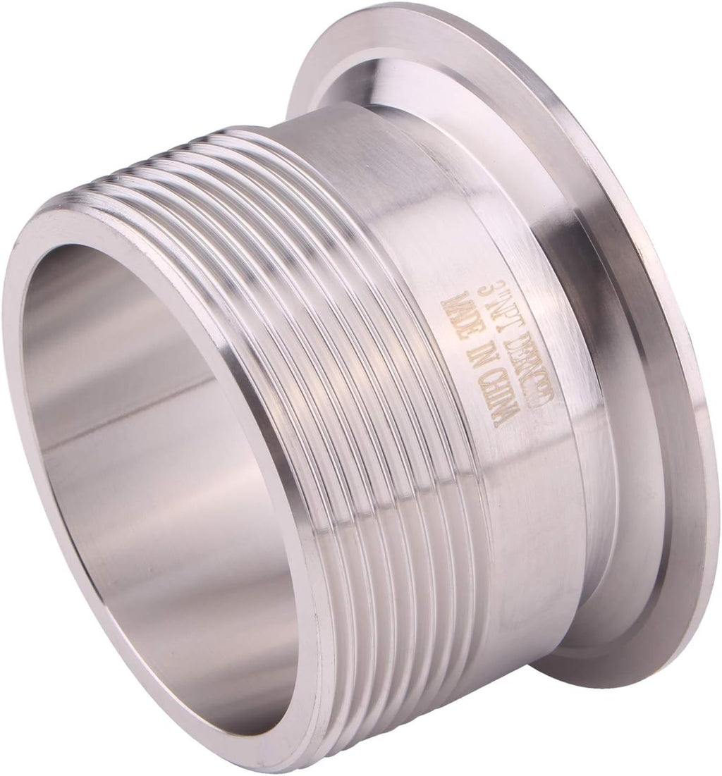 DERNORD 3'' Tri clamp Adapter to 3 inch MNPT Thread Ferrule Sanitary Pipe Fitting