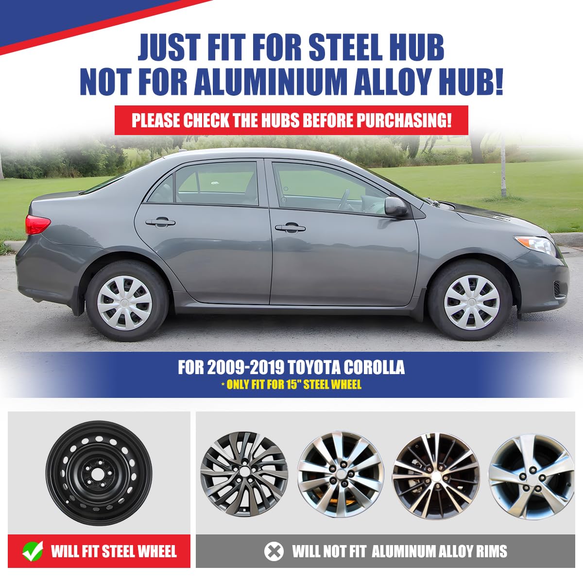 15 Inch Hubcaps for Toyota Corolla 2009-2019