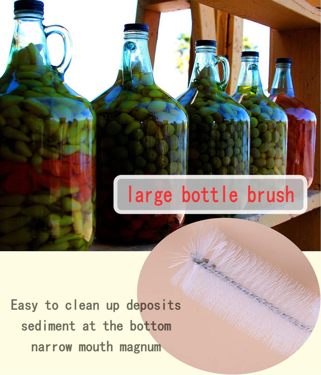 Carboy Brush, Cleaning 2 Piece 30 inch Nylon Brushes, and Stainless Steel Extended Handle Water Bottle Brushes for 3
