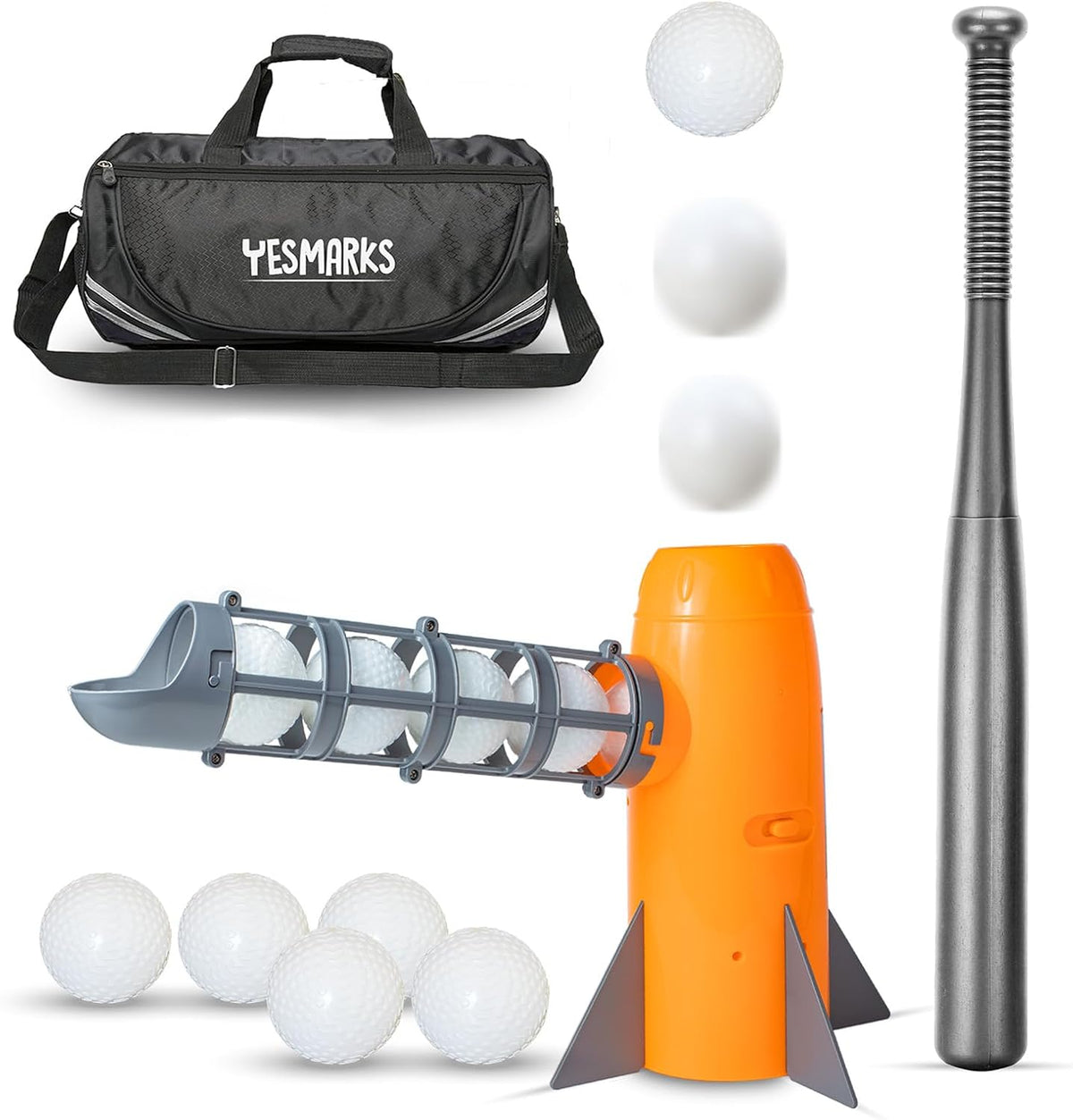 Kids Auto Baseball Pitching Machine Outdoor Toy Set - Training Equipment & Batting Practice Toys for Youth, Includes