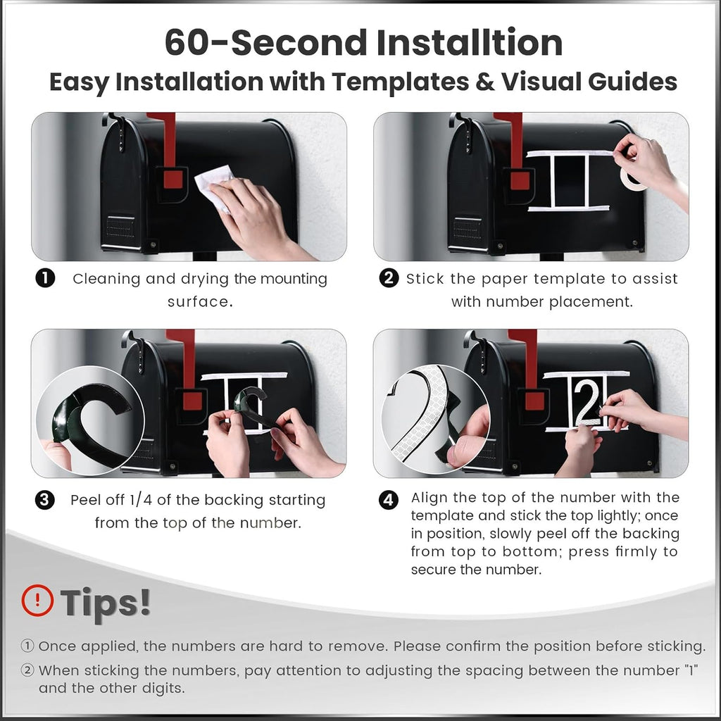 4 Inch Reflective House Numbers for Outside, VONDERSO High-Intensity Reflective Self-adhesive Mailbox Numbers