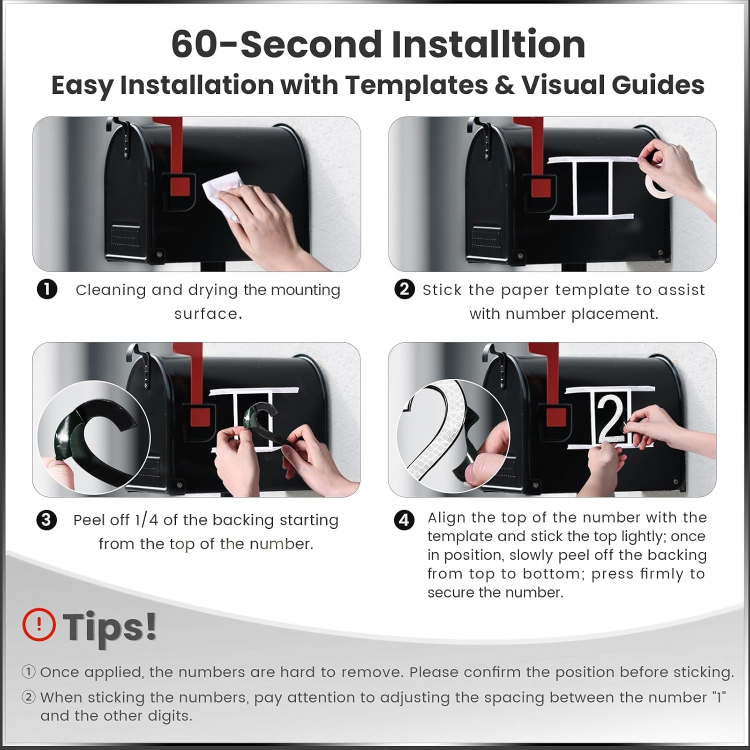 4 Inch Reflective House Numbers for Outside, VONDERSO High-Intensity Reflective Self-adhesive Mailbox Numbers