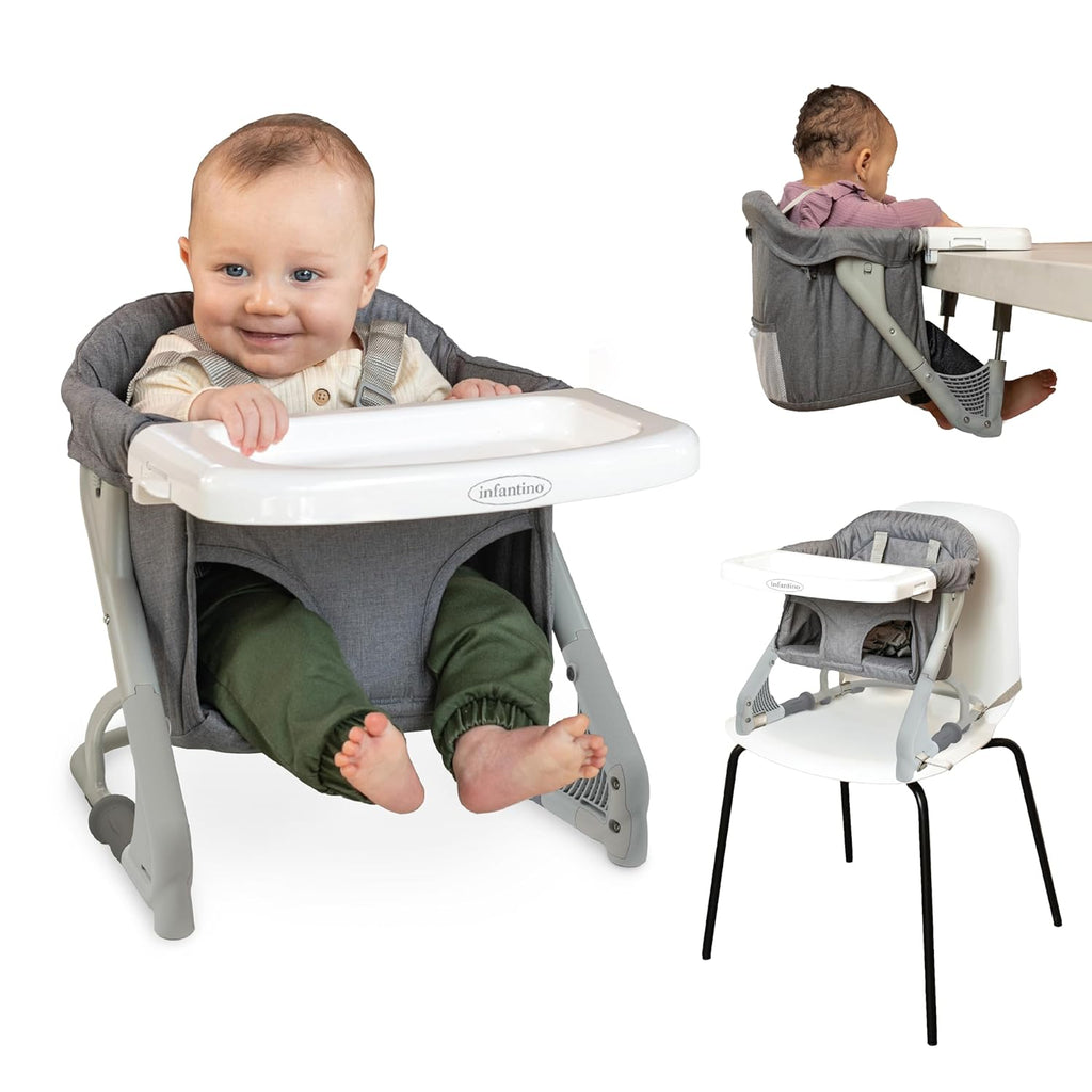 the Ultimate Travel Booster, Versatile and Travel-Friendly Booster, High Chair and Seat for On-the-Go Families, Gray