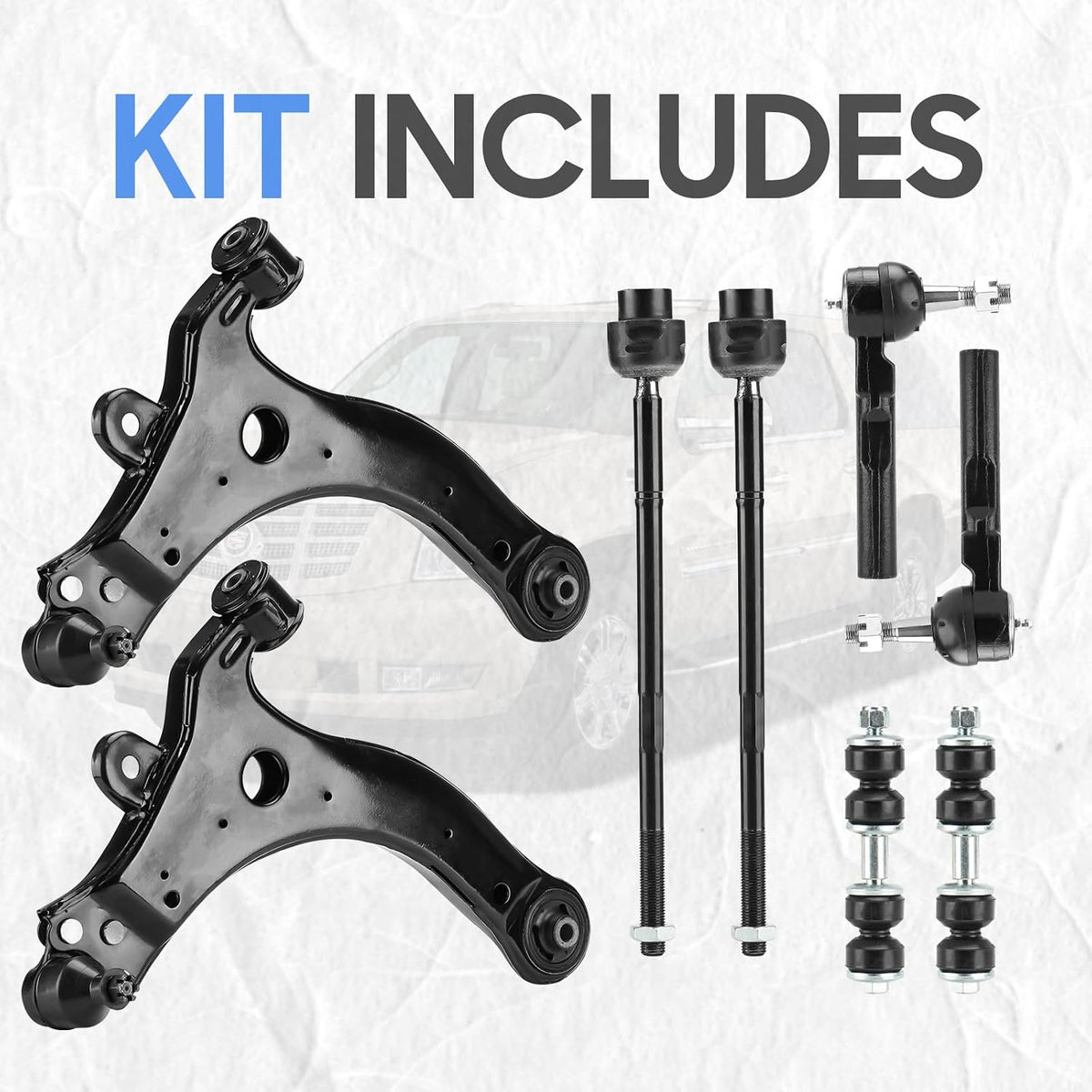 Front Lower Control Arms w/Ball Joints Sway Bar End Links Tie Rods Suspension Kit for Chevy Impala 00-13,Buick Allure/Lacrosse 05-09,Regal 97-04,Century 97-05,Monte Carlo 00-07, Grand Prix 04-08(8pc)