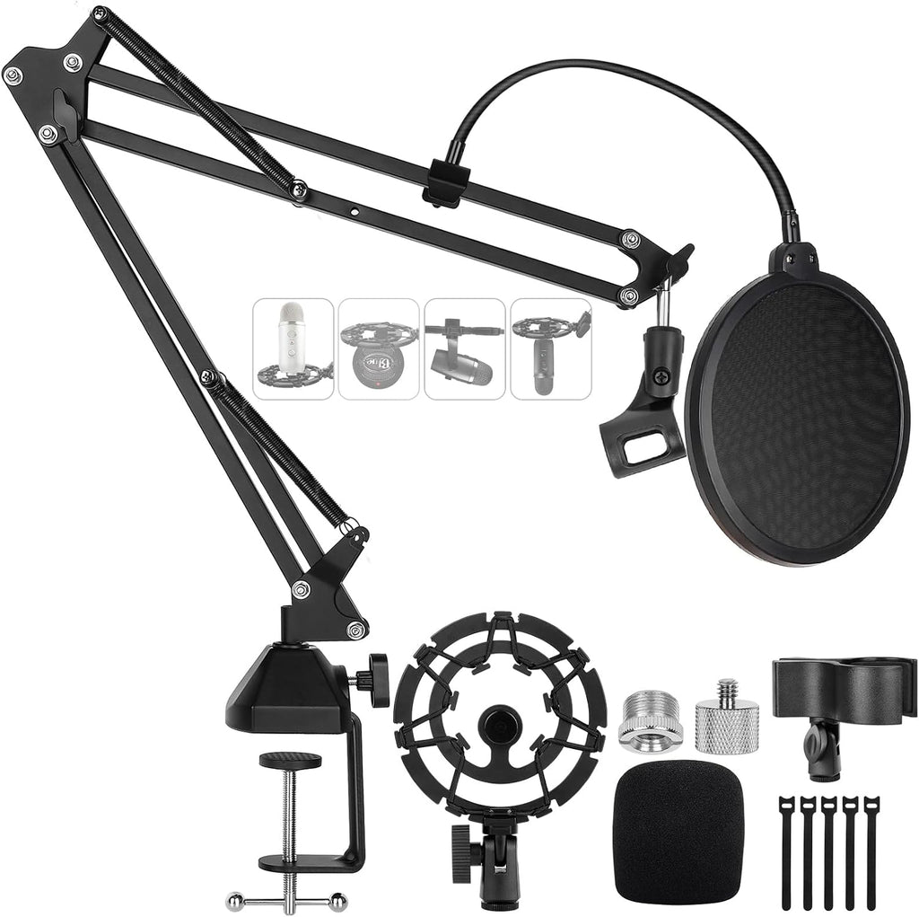 Microphone Stand for Blue Yeti Upgraded Mic Boom Arm Desk Mount for Hyperx Quadcast Blue Yeti Pro X Snowball with Top