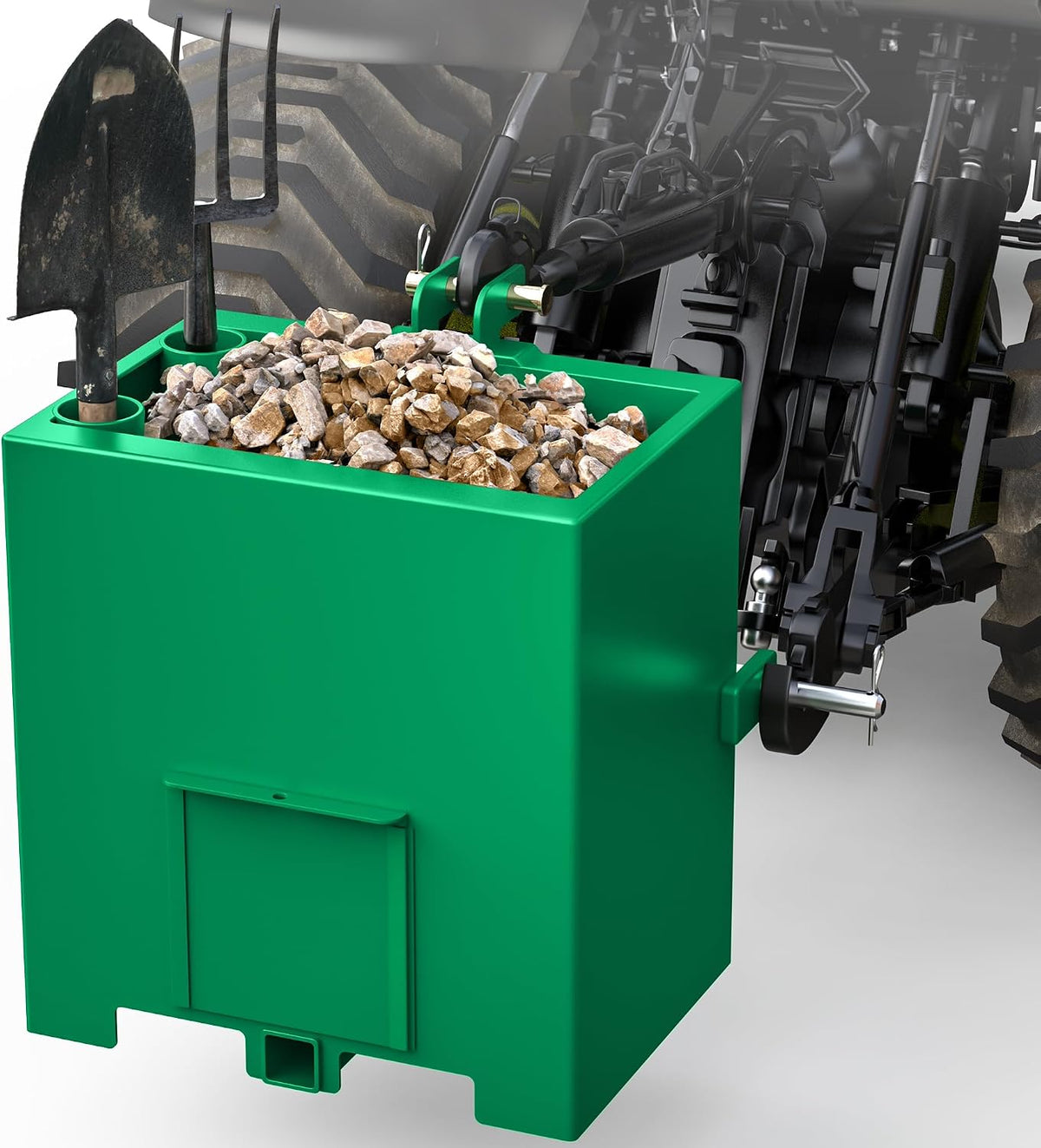 Tractor Ballast Box, 3 Point Hitch Counterweight Box with 2" Receiver, Fits for CAT1 Tractor,800lb Capacity,Green