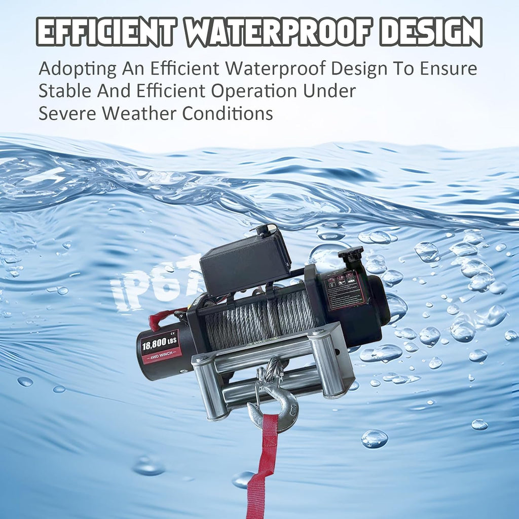 18,800 lb 12V Electric Winch with Wireless Remote Control, Heavy-Duty Truck and SUV Winch kit, 78 ft Rope Steel