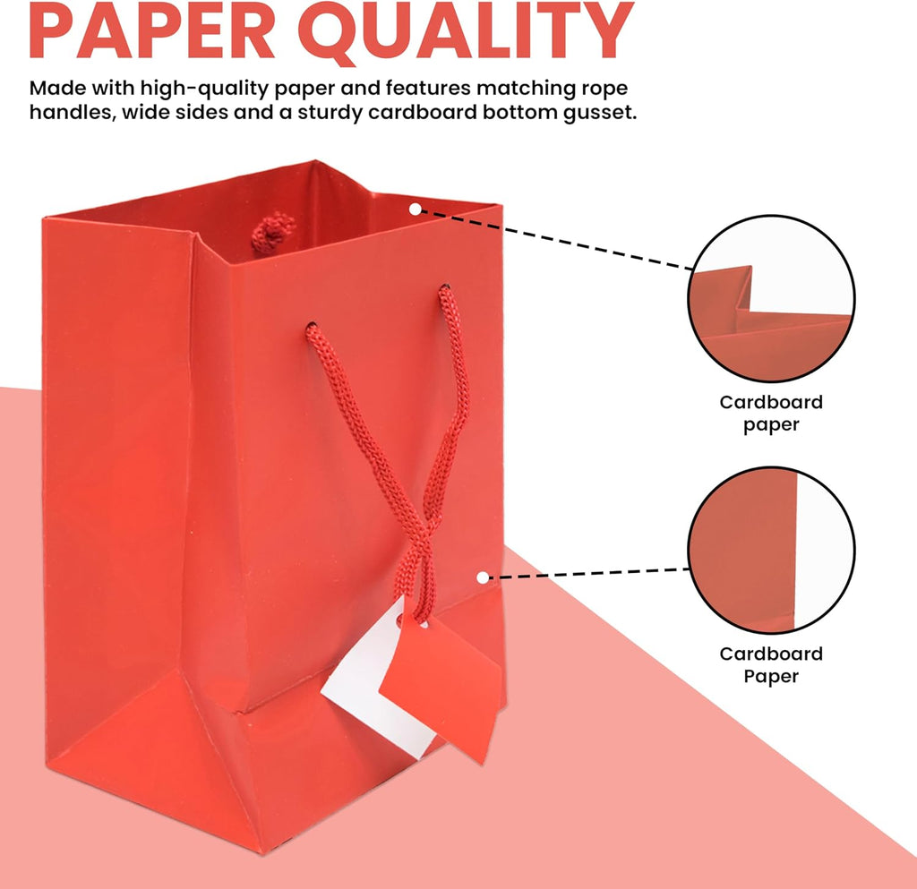 Novel Box Red Gift Bags with Handles 10 Pack 8x4x10 Inches