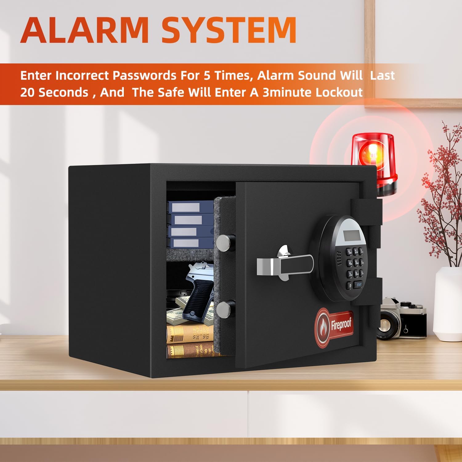 1.2 Cubic Feet Fireproof Safe Box, Fireproof Home Safe for Money, Jewelry, Documents and Valuables W/Digital Keypad
