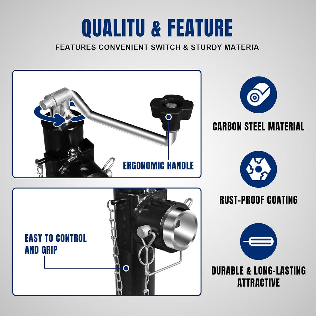 2000 LBs Capacity Weld on Pipe Mount Swivel Trailer Jack, ATR39003U , Black