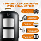 Vertical Charcoal Smoker Grills: Premium 20.5 Inch BBQ Meat Smokers
