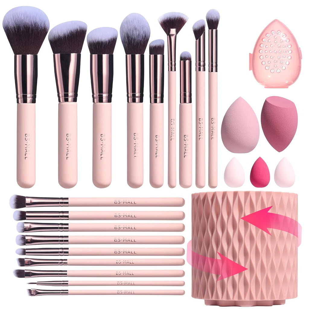 Makeup Brushes Premium Synthetic Foundation Powder Concealers Eye Shadows 18 Pcs Brush Set with 5 sponge & Holder