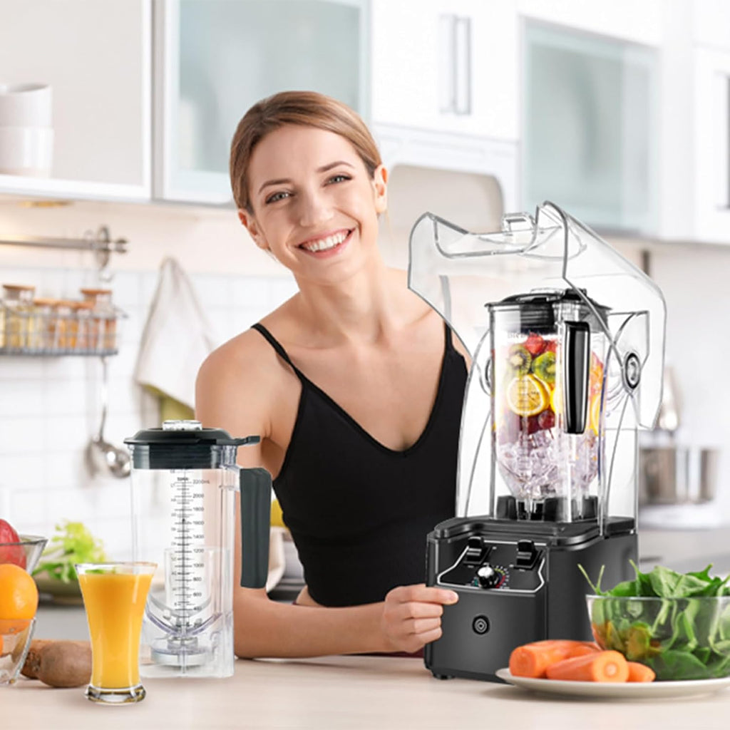 Cittiwo Professional Commercial Blender with Quiet Shield Enclosure 2200W