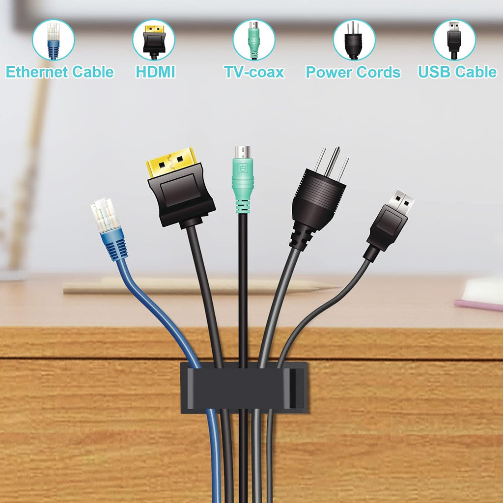 Cable Management Clips, Large Cord Clips for Under Desk Wire Management, Adhesive Organizer Multiple Cord