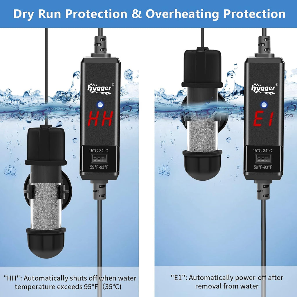 Small Aquarium Betta Heater, Submersible Fish Tank Heater 10W/25W/50W/100W with LED Digital Display, Suitable for