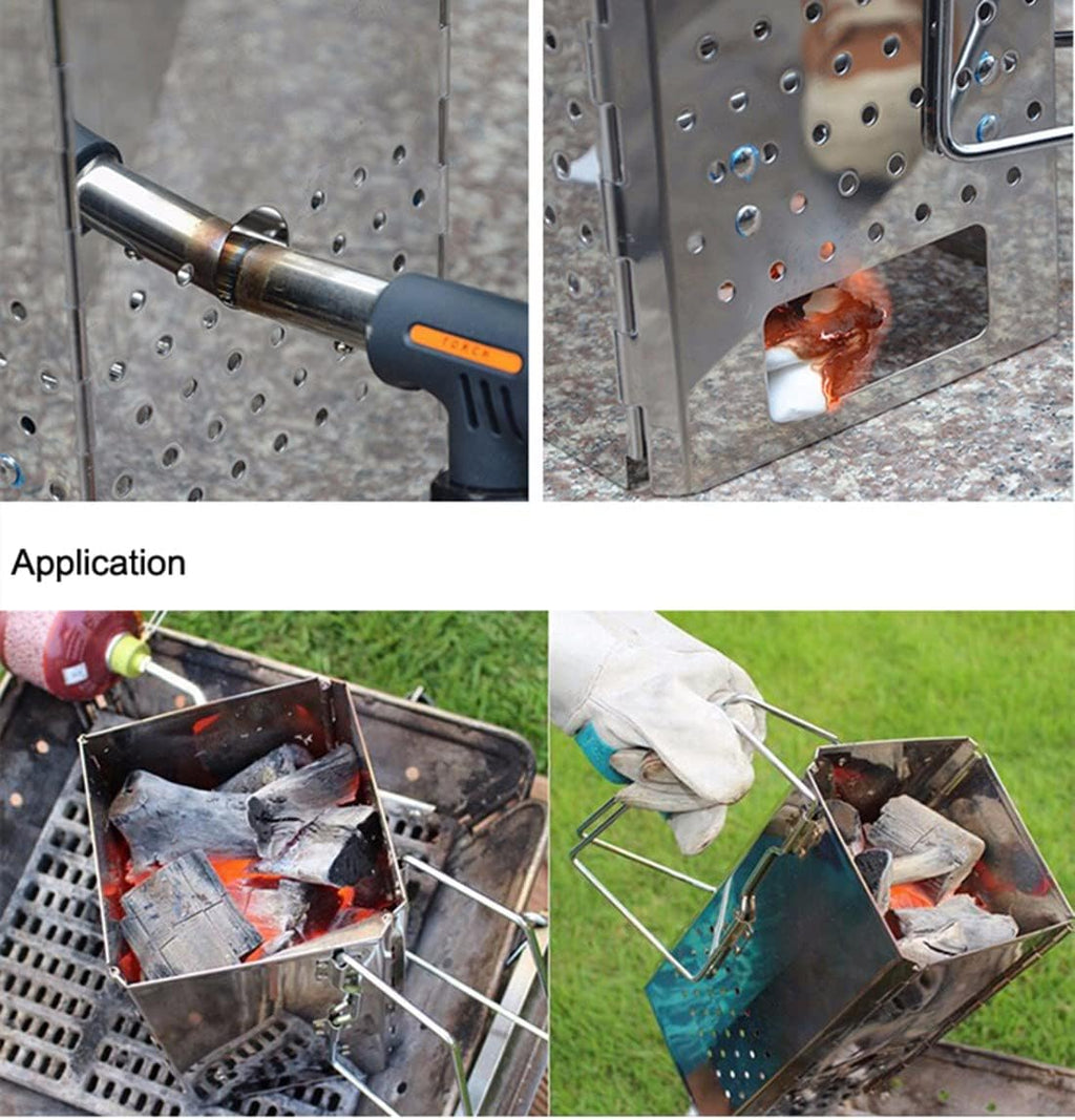 Foldable Charcoal Chimney Starter for BBQ Grill Outdoor Cooking