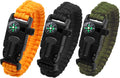 Survival Bracelet Set, 3 Pack with Compass and Whistle | 3 paracord bracelets with compass, whistle and magnesium