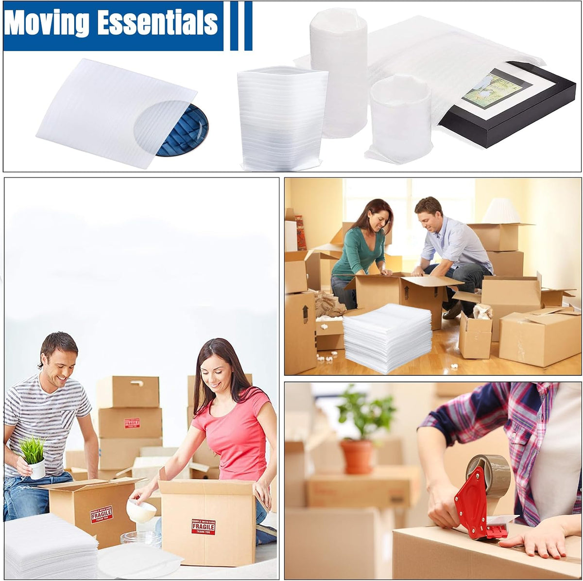 Cushion Foam Wrap Pouches for Moving(100 Pack 10"x12'')