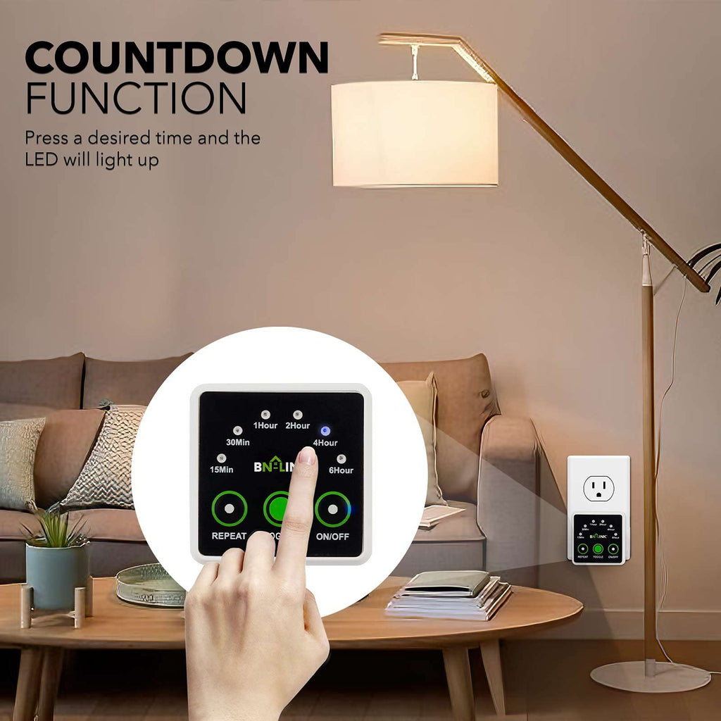 BN-LINK Smart Digital Countdown Timer, Repeat Cycle Timer Outlet, 3-Prong