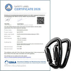 4" Auto Locking Climbing Carabiner, 26KN/ 5728lbs Large Carabiner Clips, UIAA Certified Heavy Duty Caribbean Clips