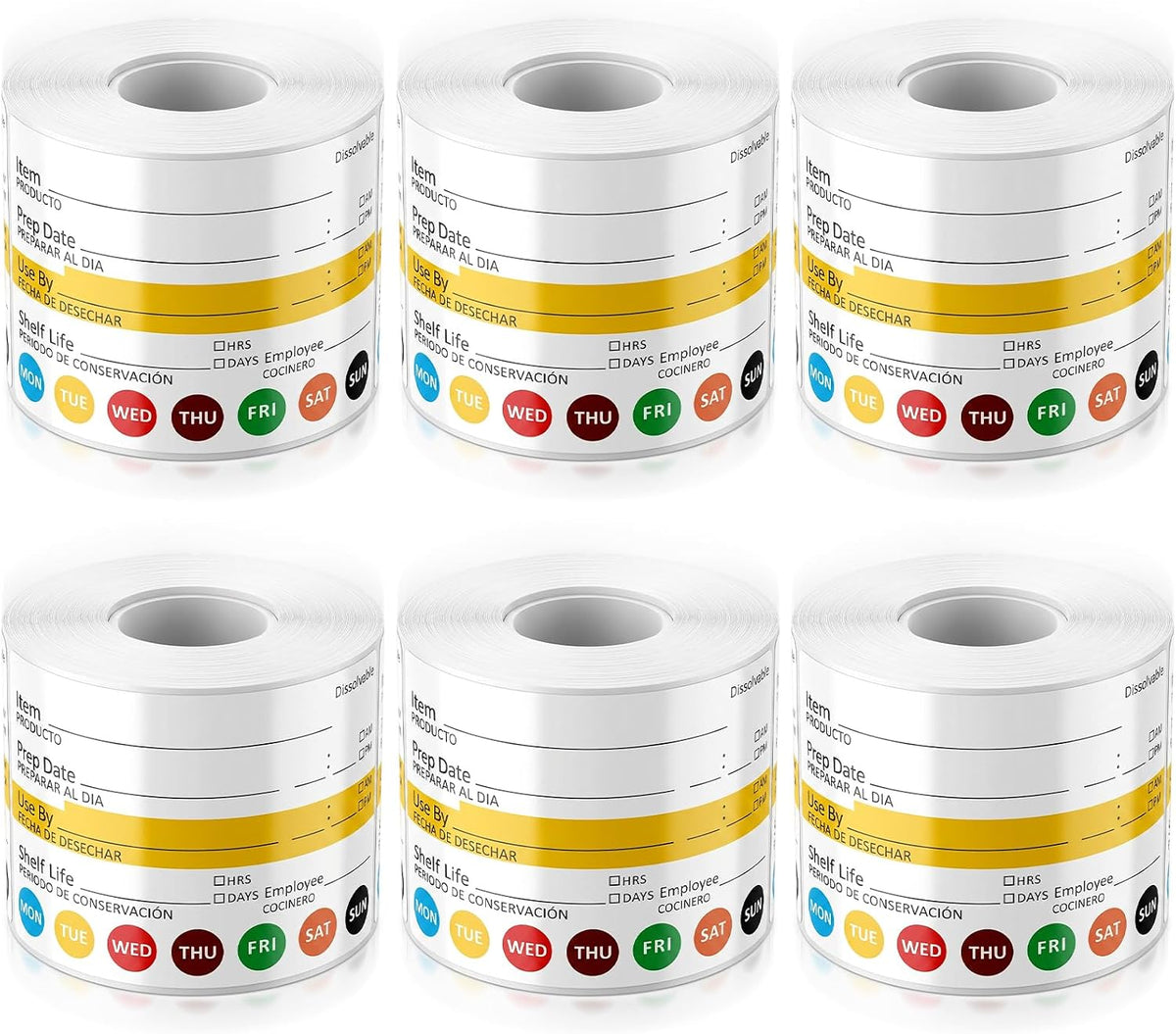 1500 Food Labels 3x2 inch, 6 Rolls, White Shelf Life Stickers for Kitchen