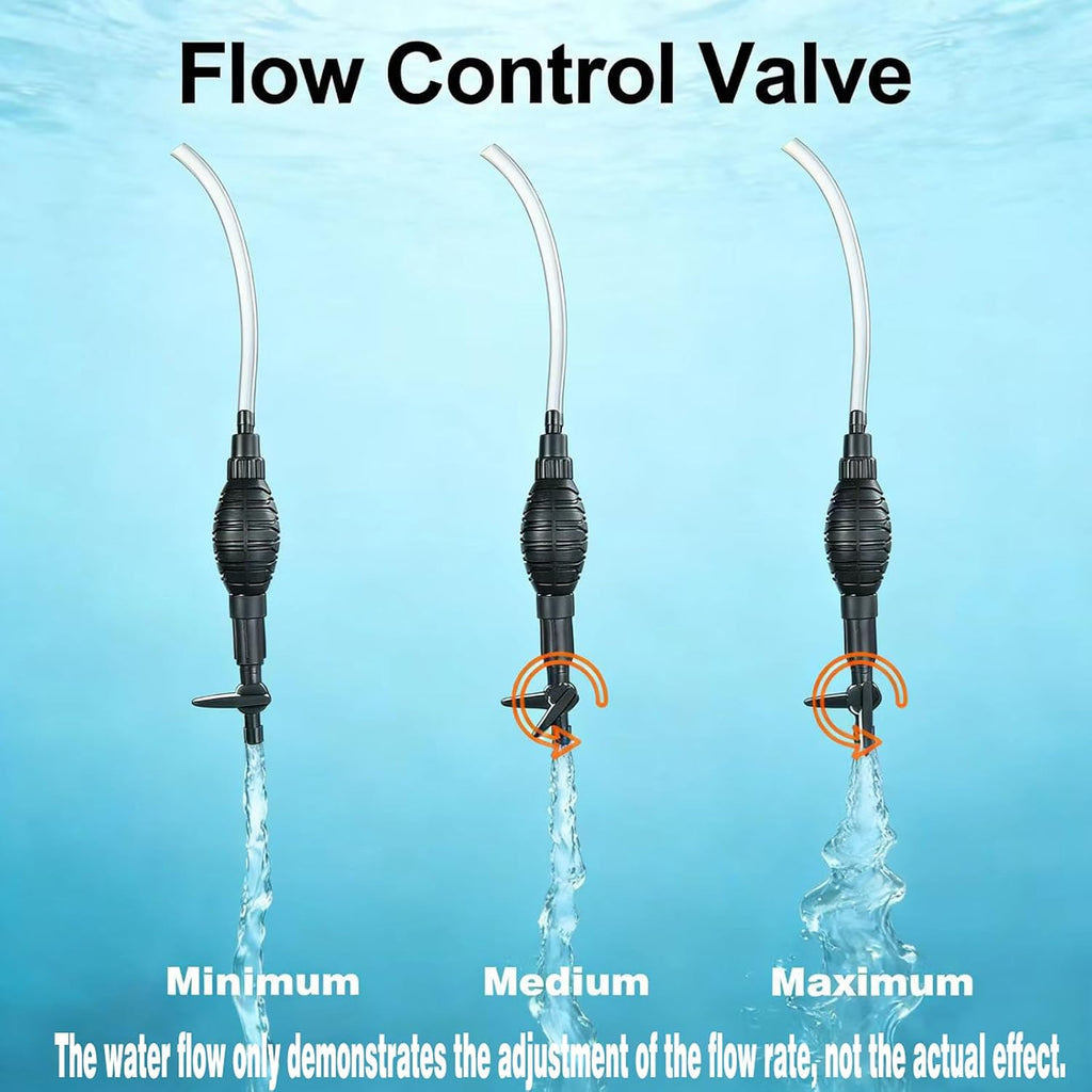 Aquarium Gravel Vacuum Sand Cleaner with 6Ft Pipe Fish Tank Water Changer Adjustable Length ABS(for 3~8Gal Tank)