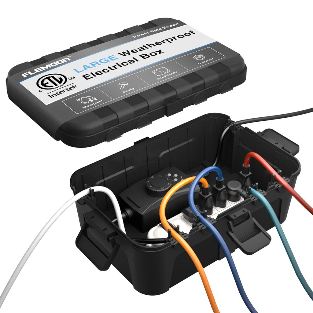 Large Outdoor Electrical Box (12.5 x 8.5 x 5 inch), IP54 Waterproof Extension Cord Cover Weatherproof, Protect
