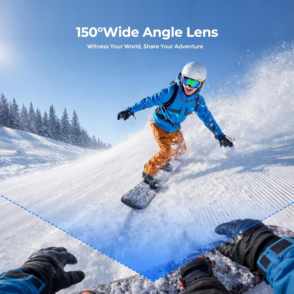 4K Mini Body Camera, Thumb Action Camera with 64GB Card, WiFi, EIS Stabilization, Charger Case, Magnetic Mount, 150°