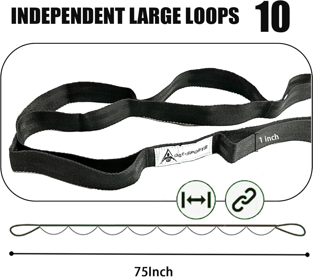 Stretching Strap Yoga Strap with Loops for Physical Therapy, Non-Elastic