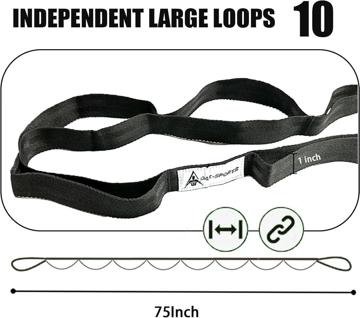 Stretching Strap Yoga Strap with Loops for Physical Therapy, Non-Elastic