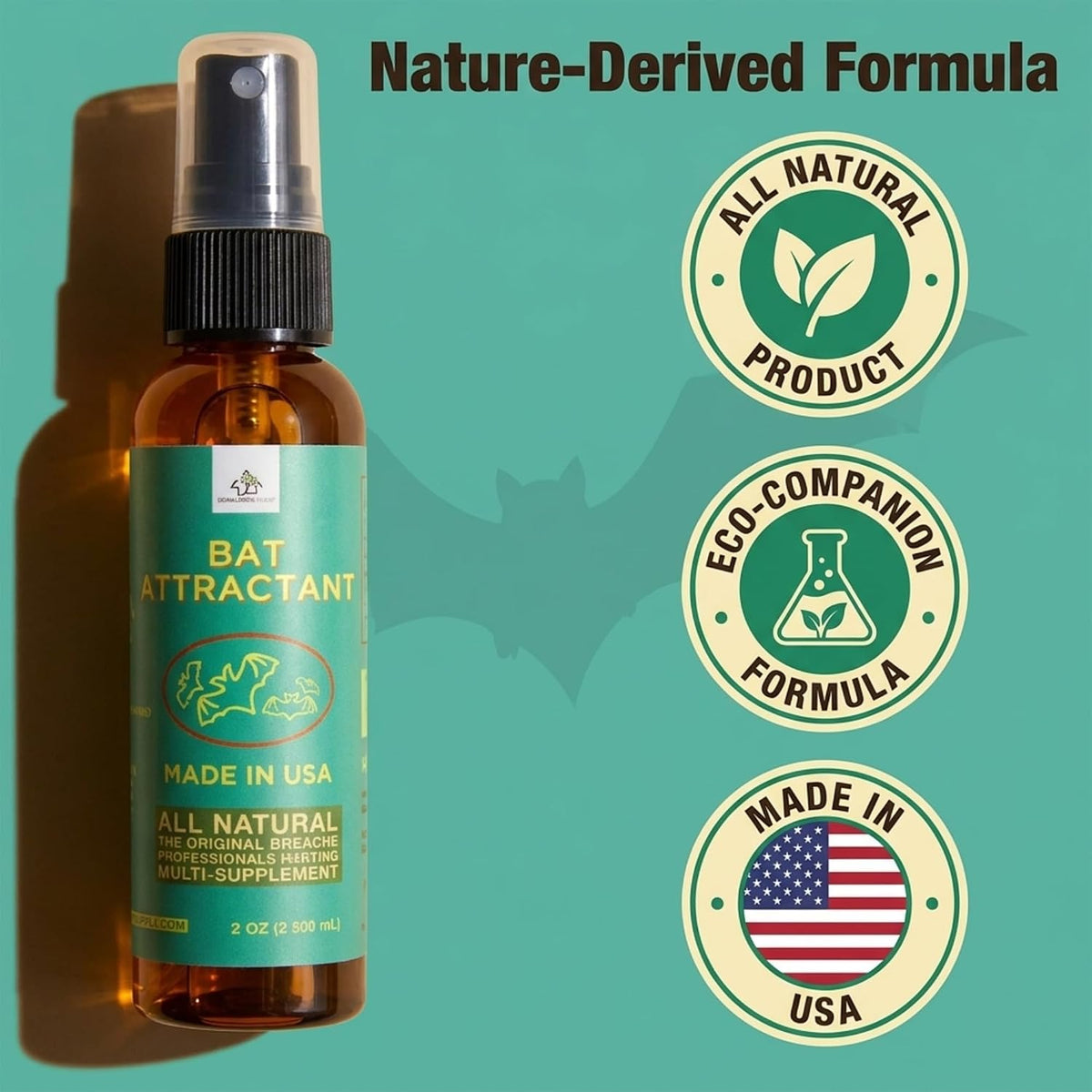 Bat Attractant Spray, for Bat Houses, Outdoor Use, 2 oz