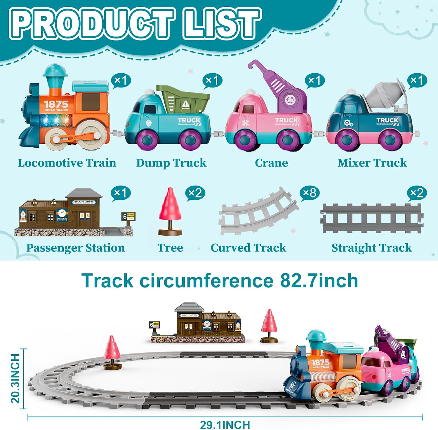 Electric Train Set for Toddler, Toy Train Set for Kids 3+ | 17-Pc Train Toy, with Train Tracks, Lights and Sound