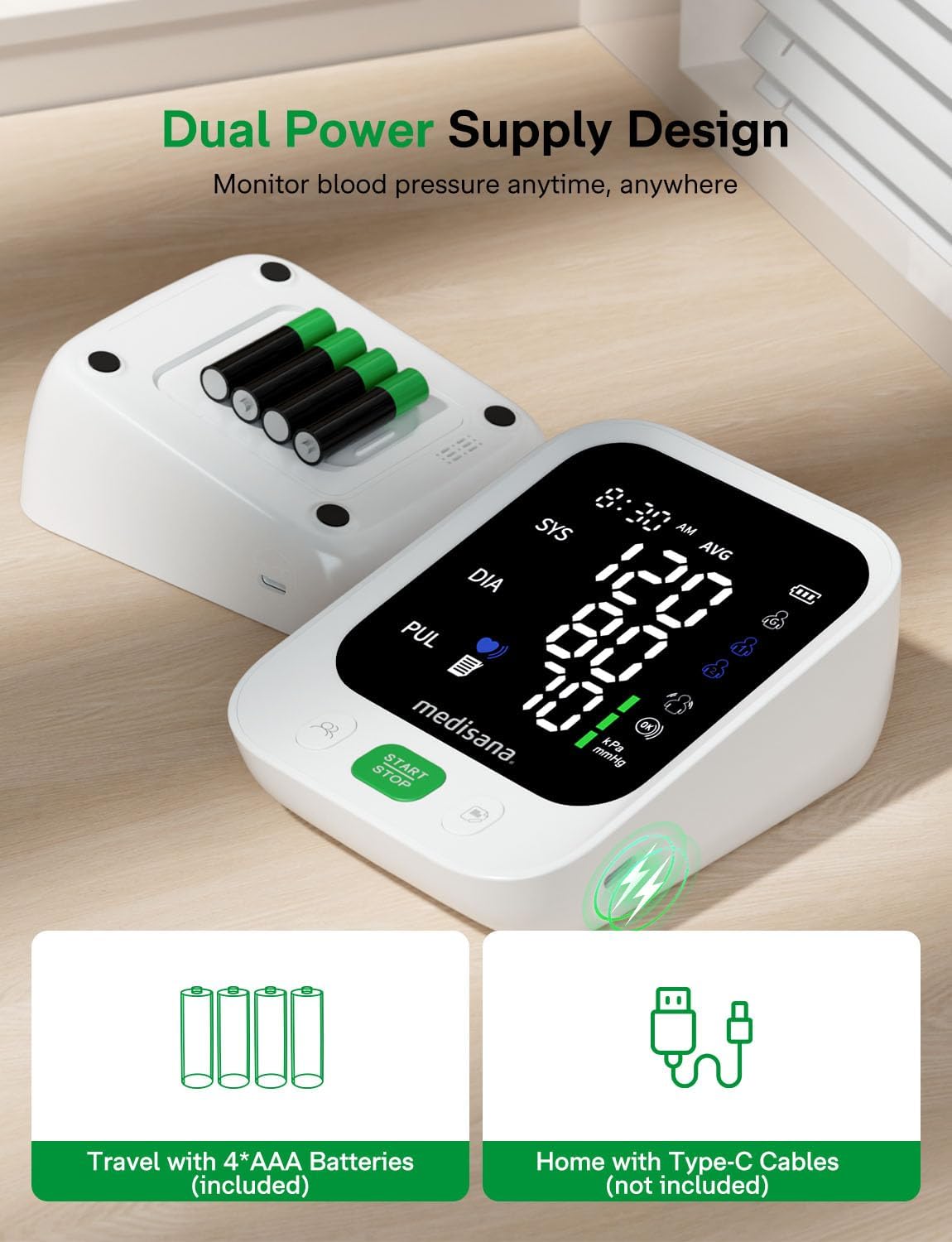 Blood Pressure Monitor with 2x199 Sets Memory, Medisana Automatic Upper Arm Blood Pressure Monitor for Home Use, 4.5"