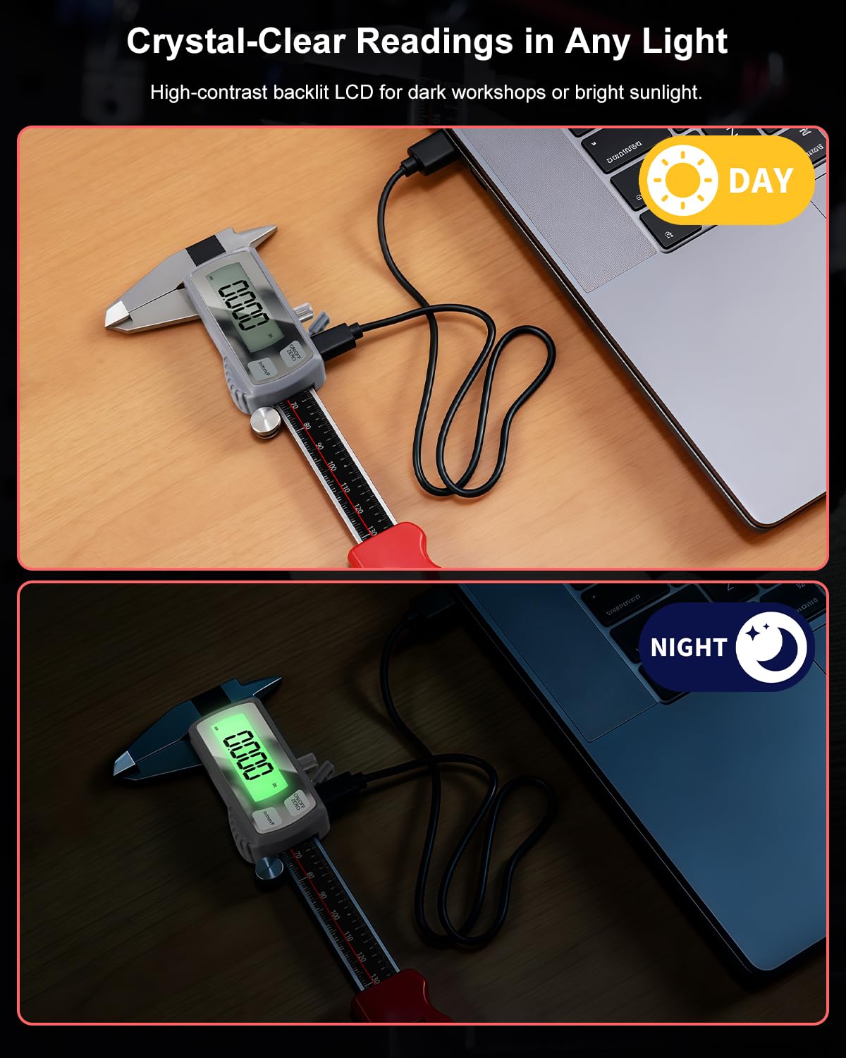 GODESON 6" USB-C Rechargeable Digital Caliper 0-150 mm