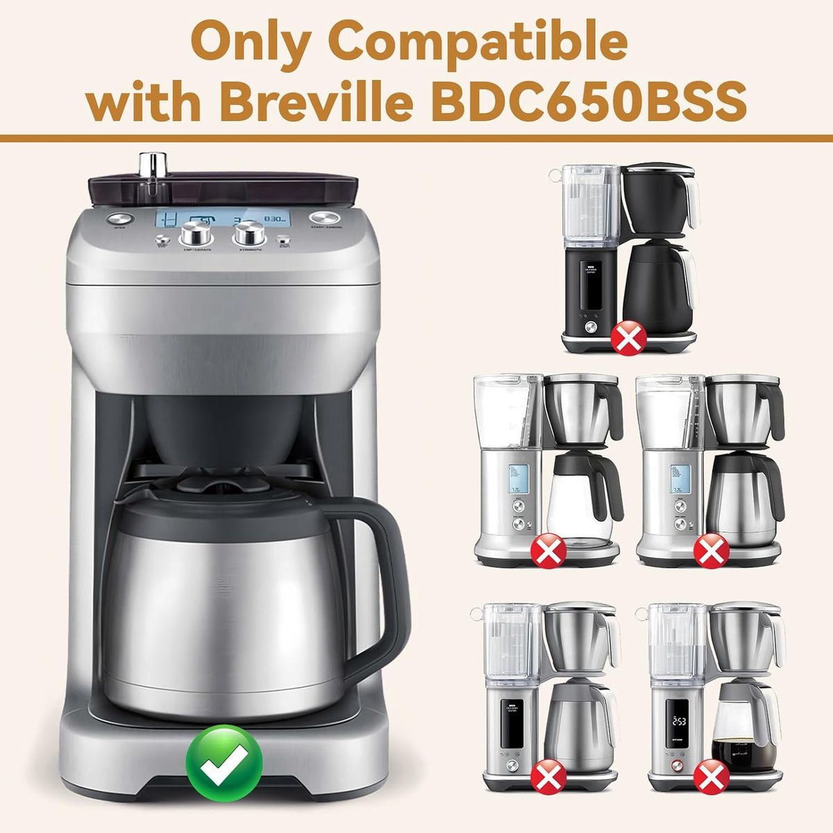 Reusable Coffee Filters for Breville BDC650BSS Grind Control Coffee Maker
