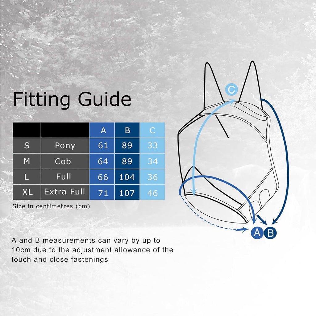 CareMaster Pro Luminous Horse Fly Mask Large Eye Space Standard with Ears UV Protection for Horse Summer Mint Full Size
