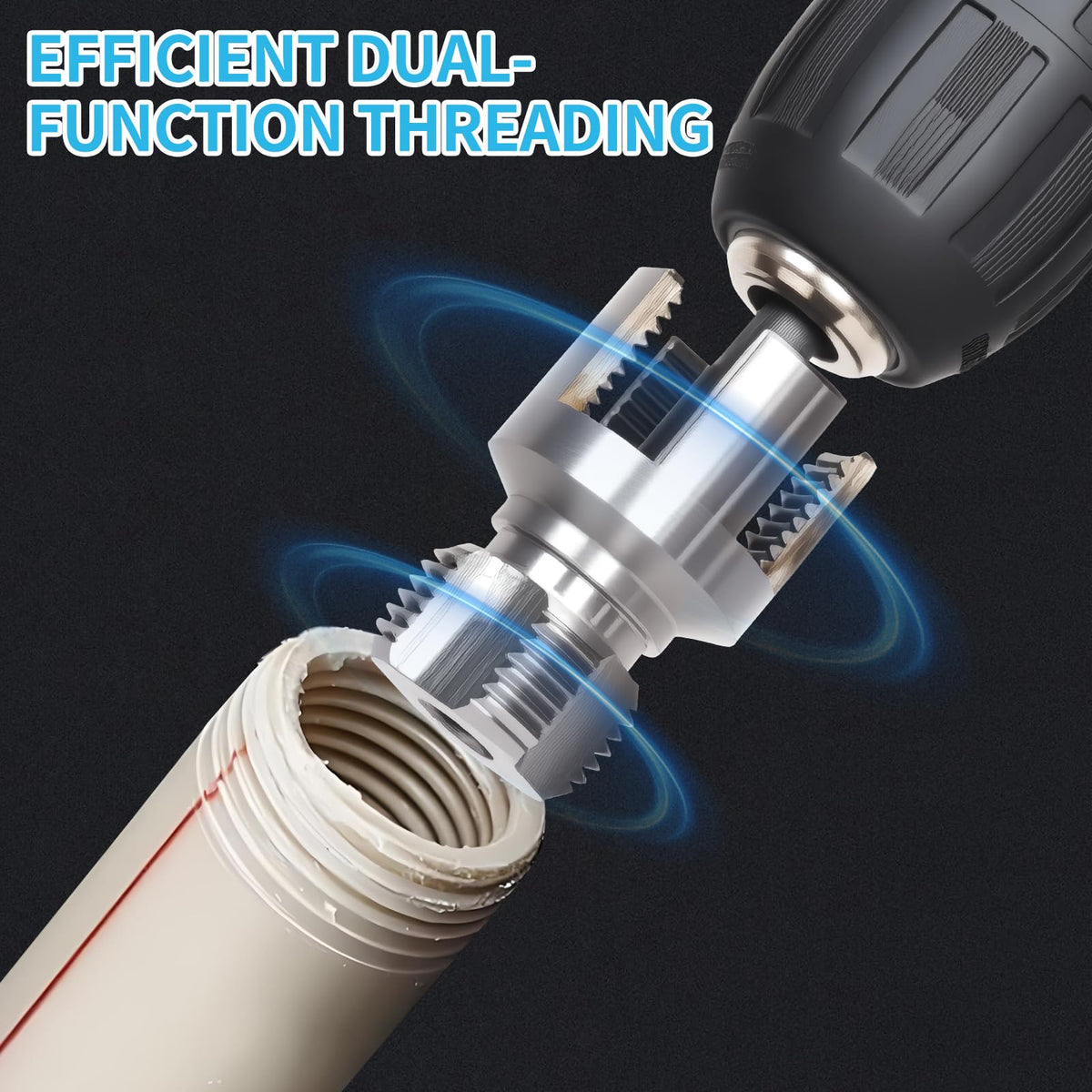 Muaoush 3PCS PVC Pipe Threader Kit for Drill
