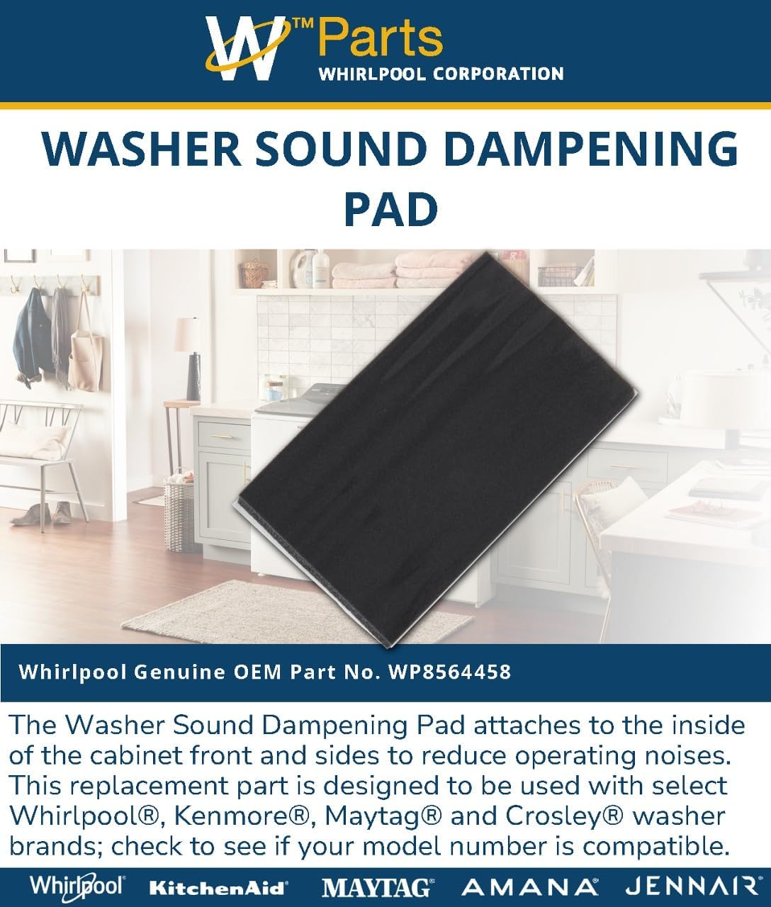 Whirlpool WP8564458 Genuine OEM Washer Sound Dampening Pad Replacement Part - Replaces 8564458
