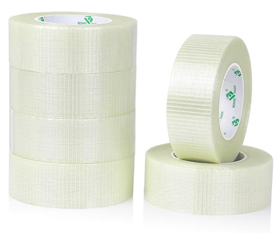 Transparent Bi-Directional Filament Strapping Tape 6.7 Mil x 1.88 Inch x 60yds Fiberglass Reinforced Tape for