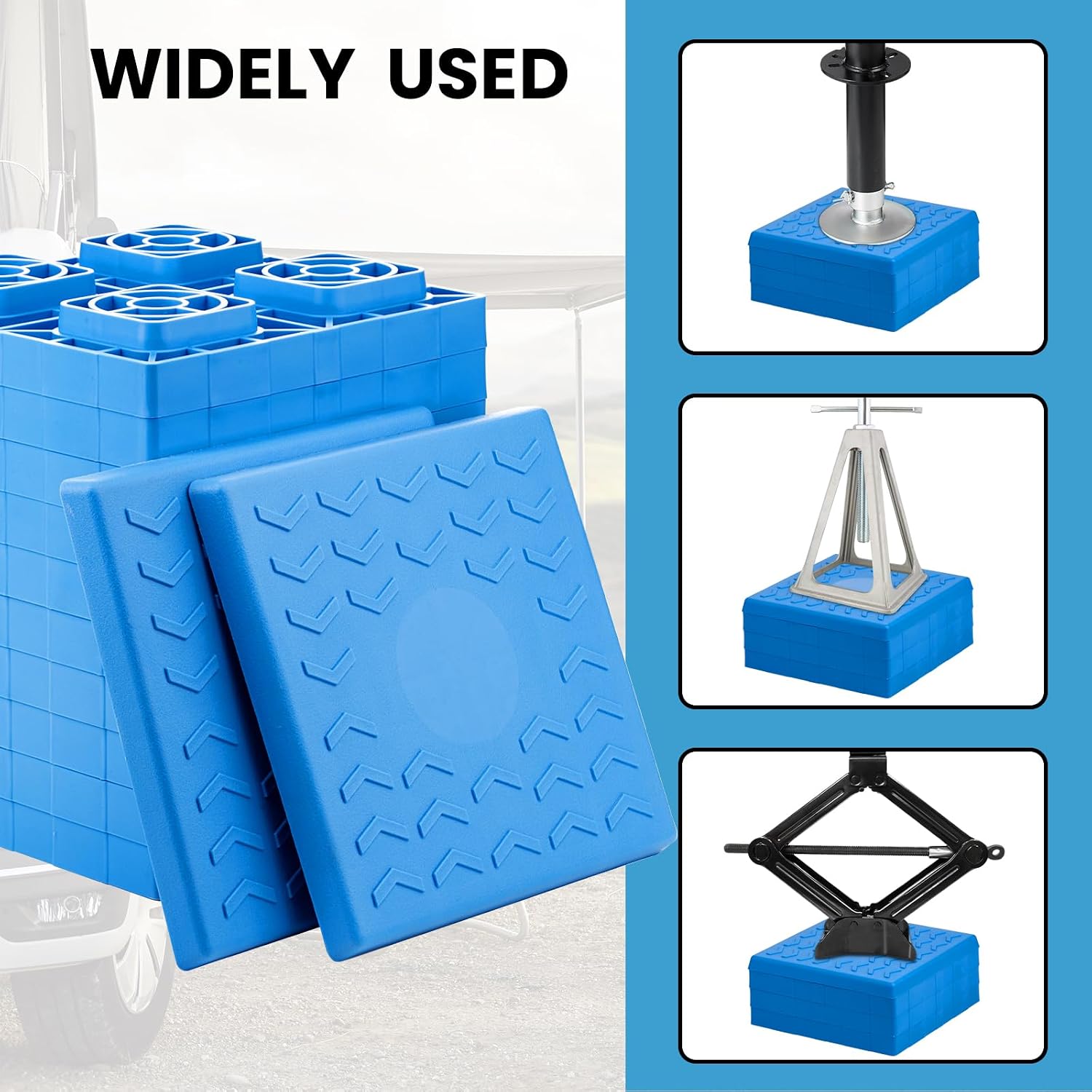 RV Leveling Blocks - 12 Pack Heavy Duty Camper Leveling Blocks with Handbag and T-Shaped Bubble Level - Anti-Slip